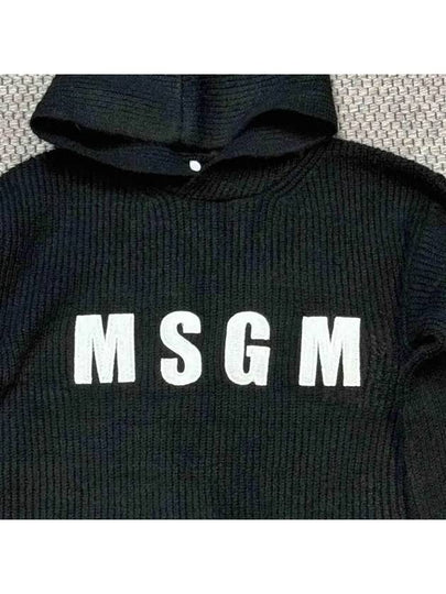 Kids Logo Crop Hooded Sweater Black - MSGM - BALAAN 2