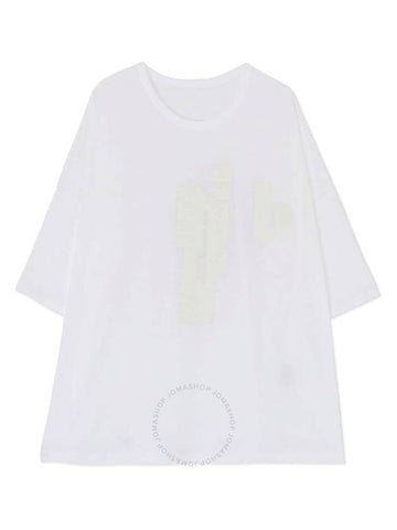 Y'S O-Round Neck Block Printed T-Shirt, Brand Size 2 (Small) - YOHJI YAMAMOTO - BALAAN 1