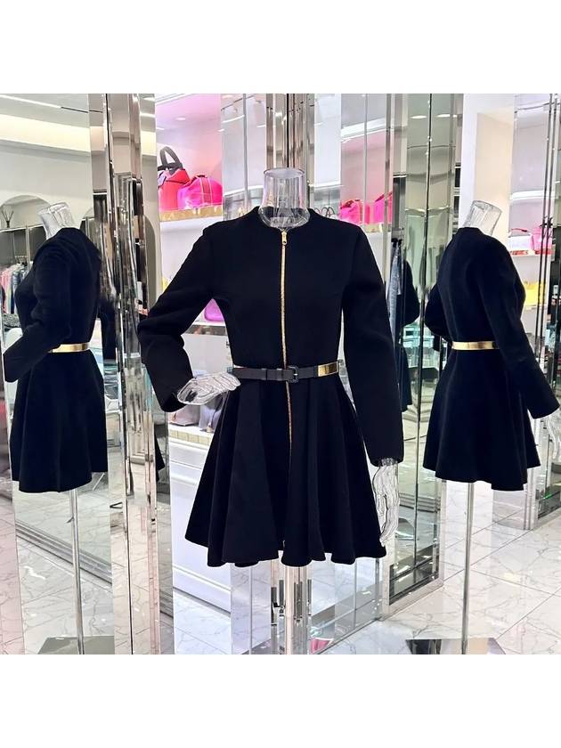 Belted zip up cashmere dress 36 black gold 4ET0839 - DIOR - BALAAN 1