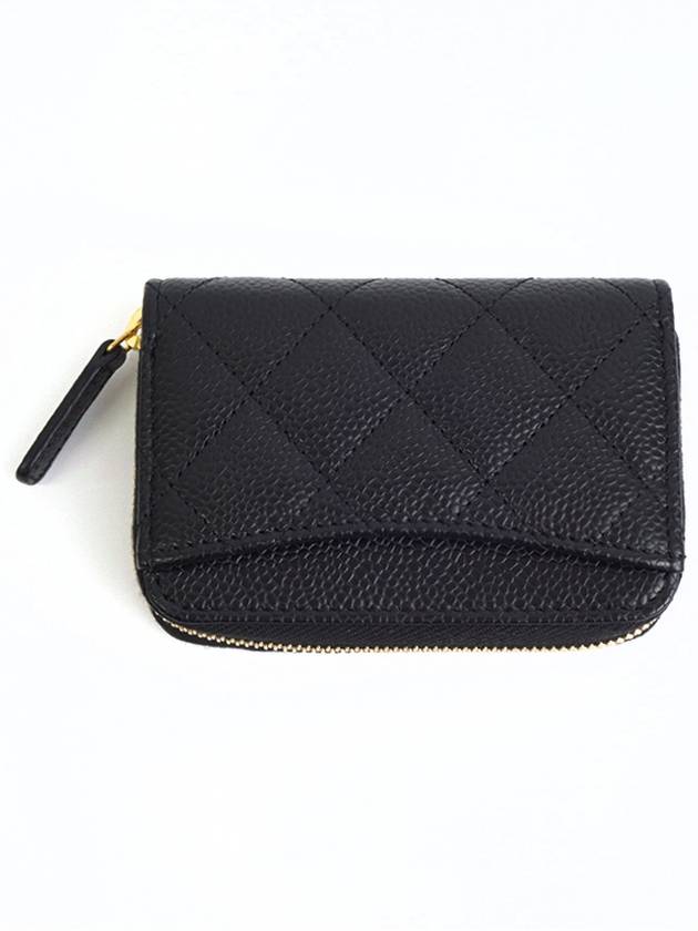 Classic Zipped Coin Purse Grained Calfskin & Gold Black - CHANEL - BALAAN 3