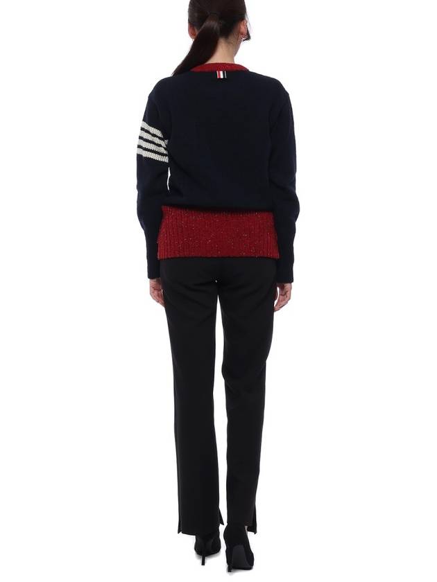 Women's 4 Bar Mohair Tweed Pullover Knit Top Navy - THOM BROWNE - BALAAN 6