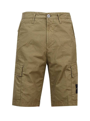 Men's Waffen Logo Cargo Bermuda Shorts Khaki - STONE ISLAND - BALAAN 1