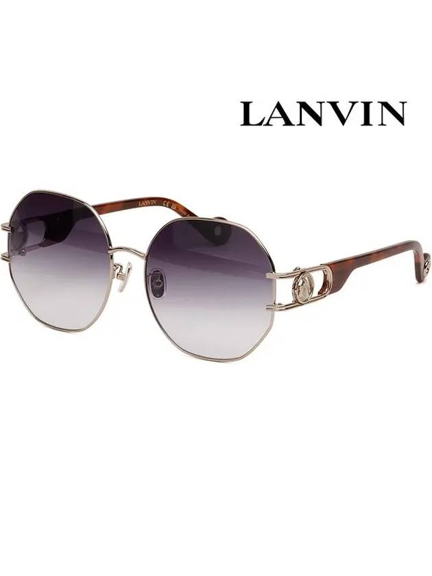 Sunglasses LNV126SLB 770 Purple Fashion Gold Logo Decorated Round Metal Frame - LANVIN - BALAAN 1