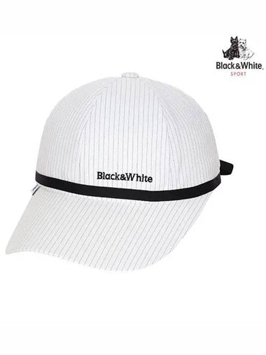 Striped Ribbon Ball Cap 8423LZSPWHITE - BLACK&WHITE - BALAAN 1