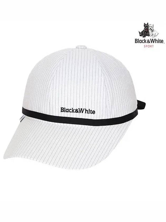 Striped Ribbon Ball Cap 8423LZSPWHITE - BLACK&WHITE - BALAAN 1