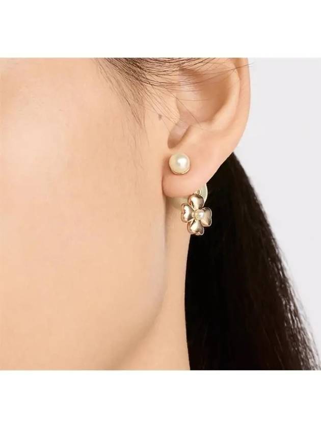 Tribales Resin Pearl Four Leaf Clover Earrings Gold - DIOR - BALAAN 5