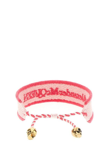 Skull Logo Fabric Bracelet Pink - ALEXANDER MCQUEEN - BALAAN 1