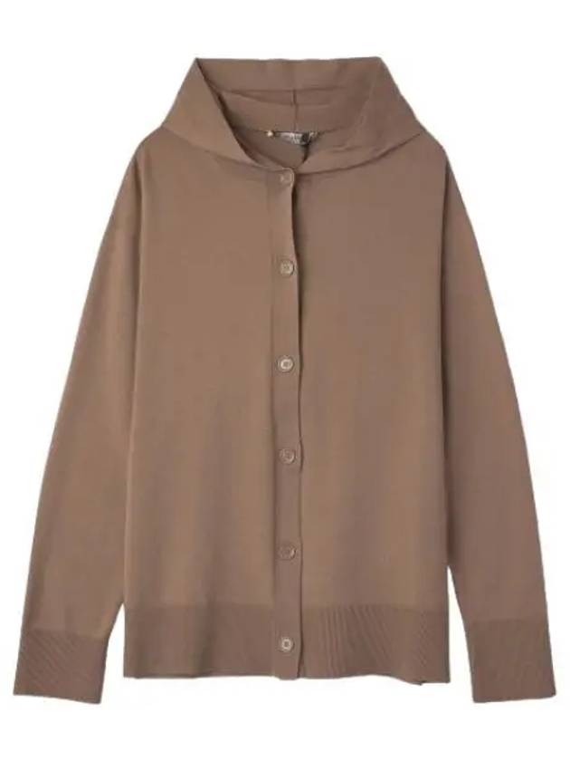 Pordoi virgin wool hooded cardigan brown - S MAX MARA - BALAAN 1