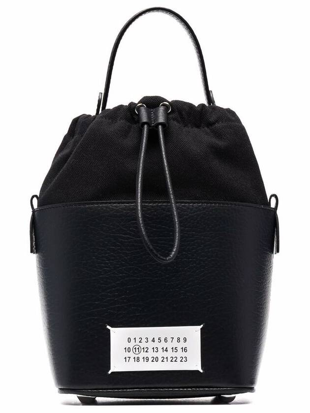 5AC Number Logo Texture Leather Bucket Bag Black - MAISON MARGIELA - BALAAN 6