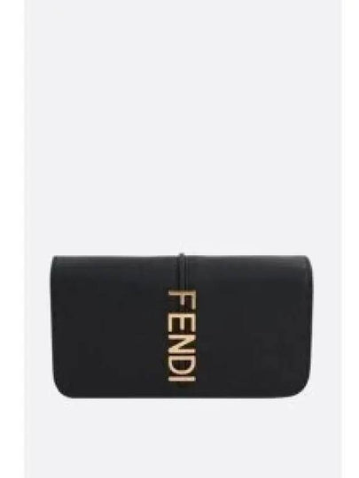 Graphy Chain Leather Long Wallet Black - FENDI - BALAAN 2