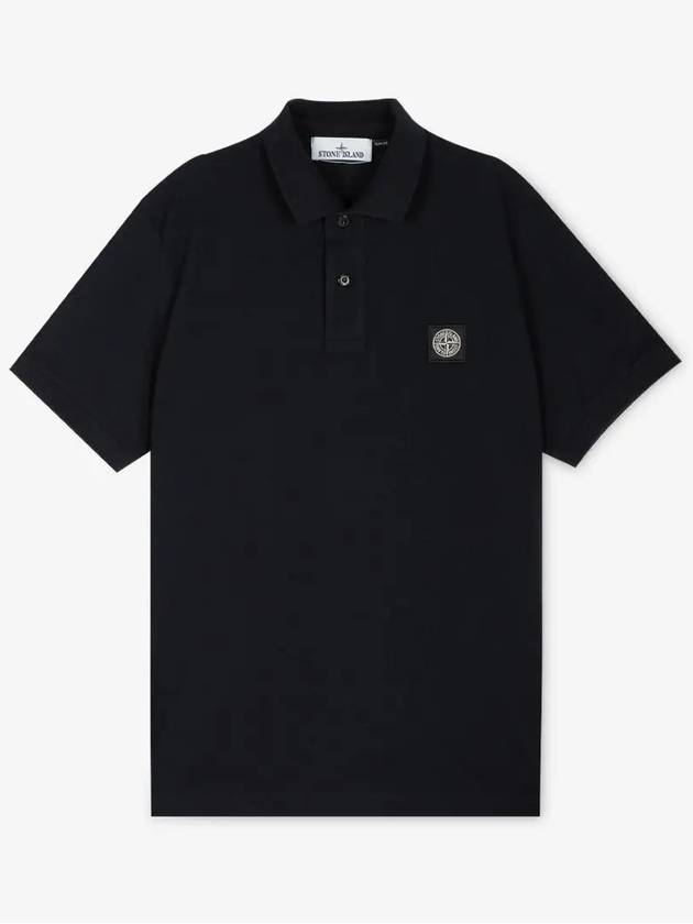 Pique Stretch Cotton Short Sleeve Polo Shirt Navy - STONE ISLAND - BALAAN 3