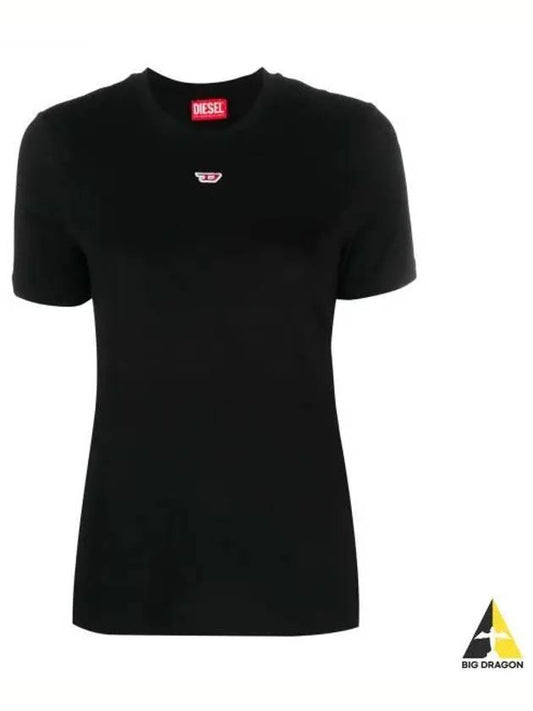T Leg D Regular Fit Cotton Short Sleeve T-Shirt Black - DIESEL - BALAAN 2