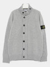 Wappen High Neck Button Up Wool Cardigan Melange Grey - STONE ISLAND - BALAAN 4