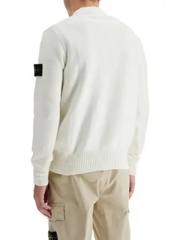 Round Neck Wappen Organic Knit Top White - STONE ISLAND - BALAAN 4