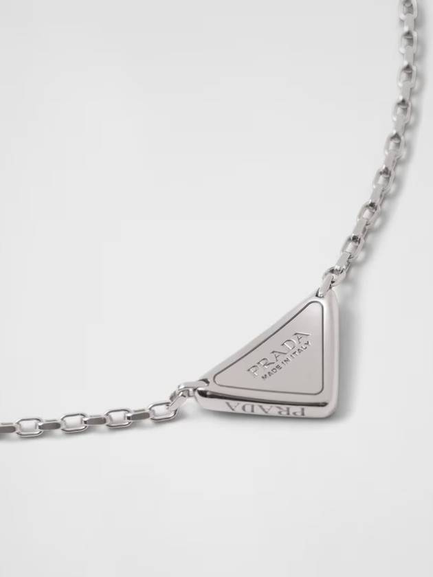 Eternal Gold Micro Triangle Pendant Necklace White and Diamonds White Gold 1JCA382FPFF020I - PRADA - BALAAN 4