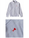 Embroidered Heart Logo Stripe Long Sleeve Shirt Blue - AMI - BALAAN 5