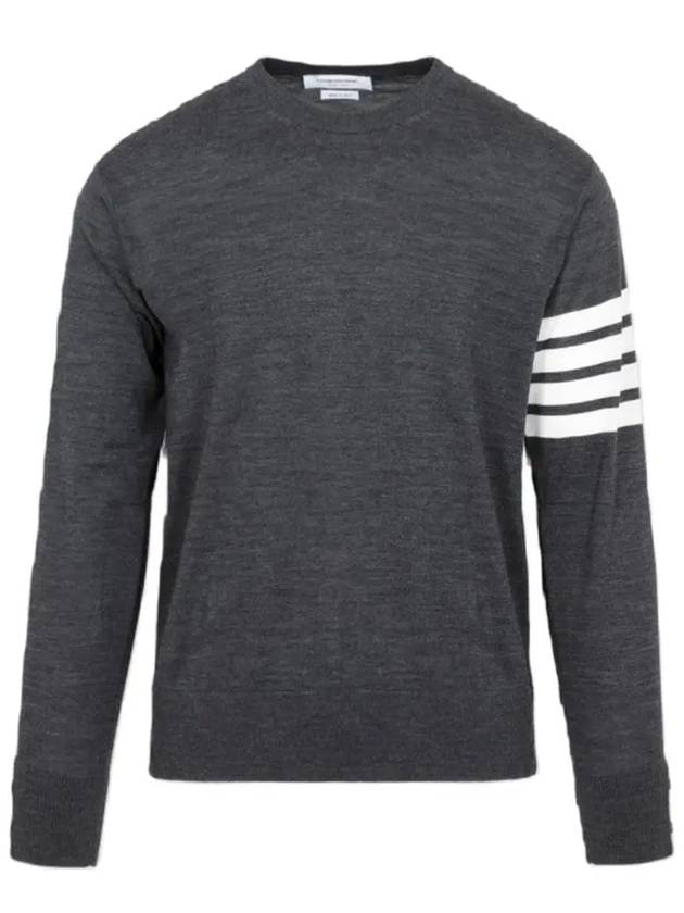 4 Bar Armband Classic Merino Wool Knit Top Dark Grey - THOM BROWNE - BALAAN 2