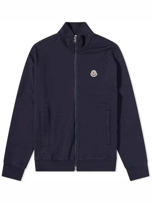 Men's Logo Patch Zip-up Jacket Navy - MONCLER - BALAAN.