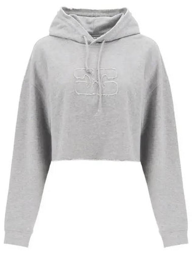 Isoli Crop Hoodie Grey - GANNI - BALAAN 1