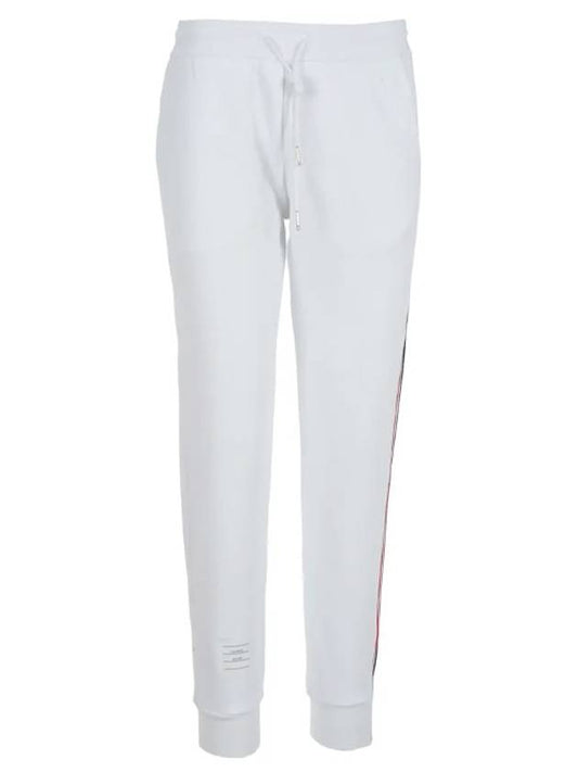 Women's Loop Back Stripe Track Pants White - THOM BROWNE - BALAAN 1