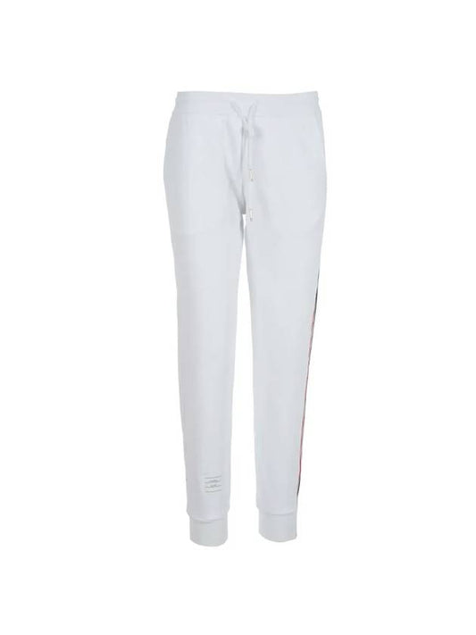 Women's Loop Back Stripe Track Pants White - THOM BROWNE - BALAAN 1