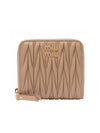 Matelasse Logo Zip Around Half Wallet Sand Beige - MIU MIU - BALAAN 1