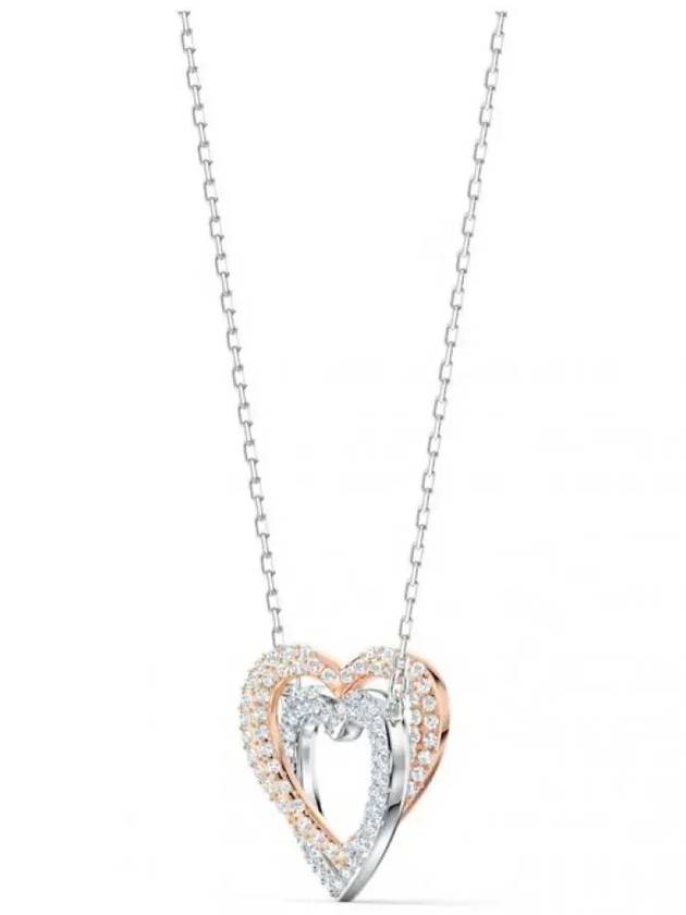 Hyperbola Double Heart Crystal Pendant Necklace Silver - SWAROVSKI - BALAAN 6