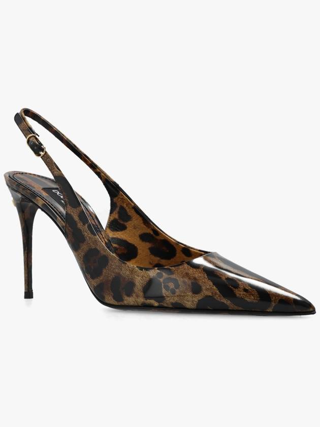 Leopard Print Polished Calfskin Slingback Heel Brown - DOLCE&GABBANA - BALAAN 5