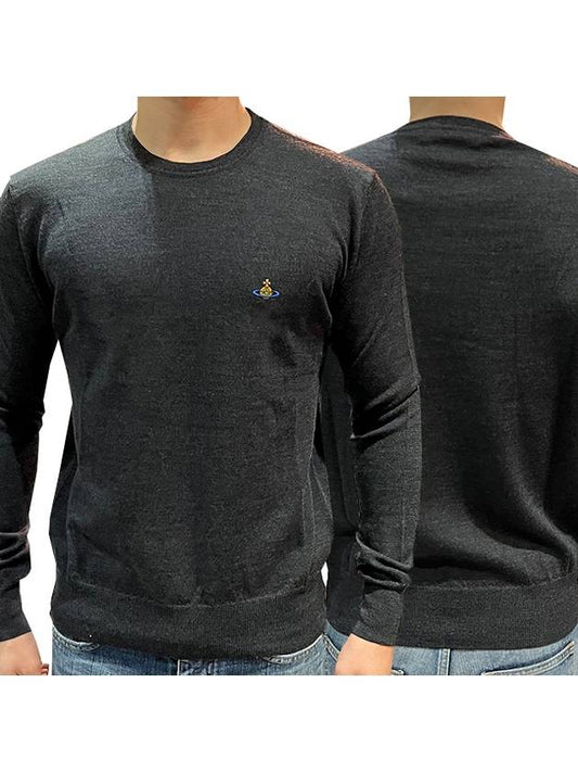 Men's ORB Embroidered Logo Wool Knit Top Black - VIVIENNE WESTWOOD - BALAAN 2