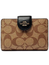 Signature Corner Zipper Medium Half Wallet Brown - COACH - BALAAN 2