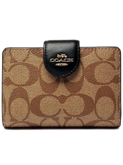 Signature Corner Zipper Medium Half Wallet Brown - COACH - BALAAN 2