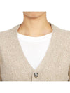 Embroidered Heart Logo Cashmere Cardigan Champagne - AMI - BALAAN 7