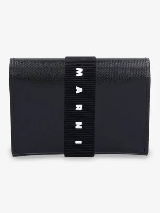 Logo Print Strap Card Wallet Black - MARNI - BALAAN 2