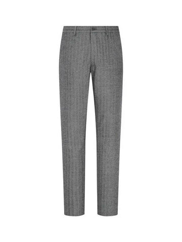 Men s Herringbone Pattern Cashmere Wool Pants Black 271666 - GIORGIO ARMANI - BALAAN 1