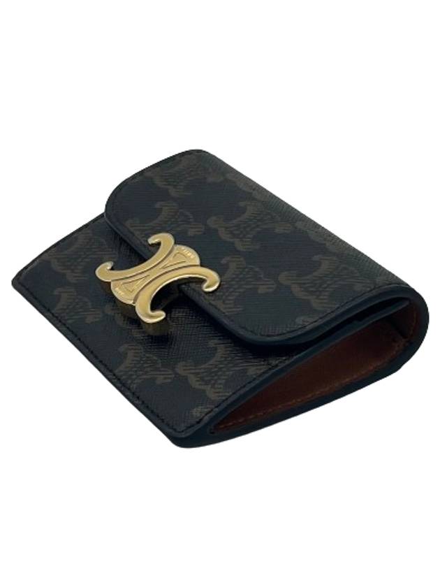 Triomphe Canvas Flap Card Holder Tan Brown - CELINE - BALAAN 5