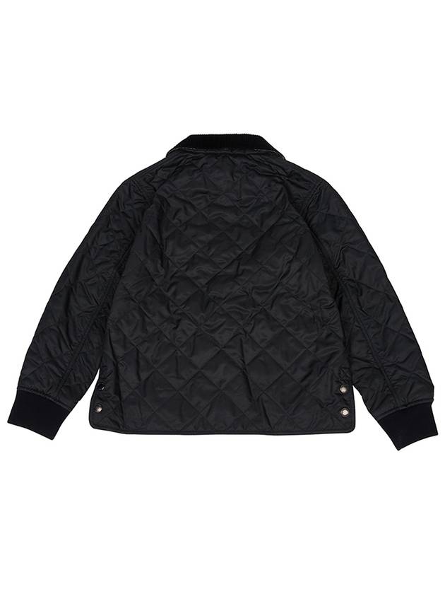 Kids Corduroy Collar Diamond Quilted Jacket Black - BURBERRY - BALAAN 4