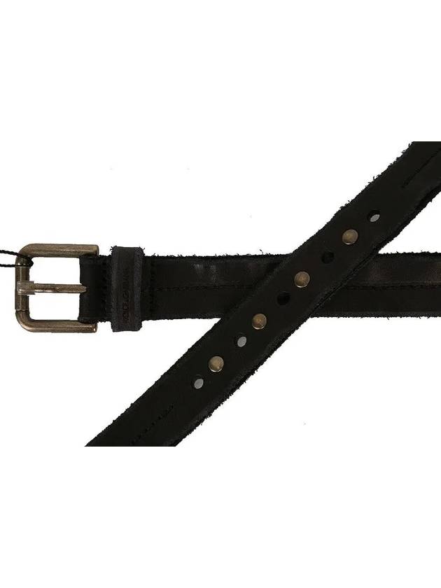 Antique Buckle Stud Leather Belt Black - DOLCE&GABBANA - BALAAN 7