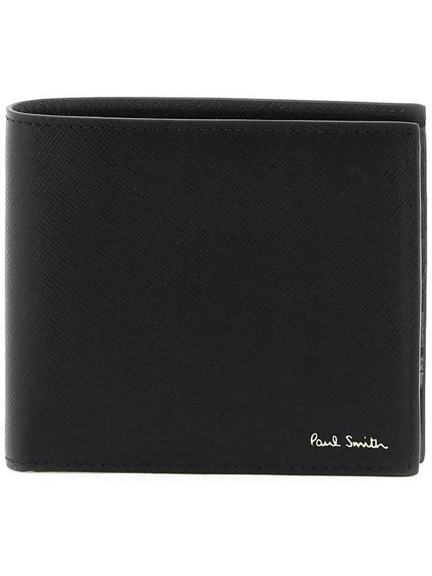 Mini Mountain Logo Leather Half Wallet Black - PAUL SMITH - BALAAN 3