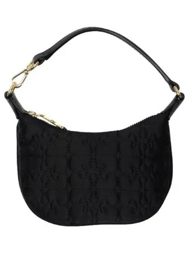 Black mini butterfly pouch satin bag - GANNI - BALAAN 1