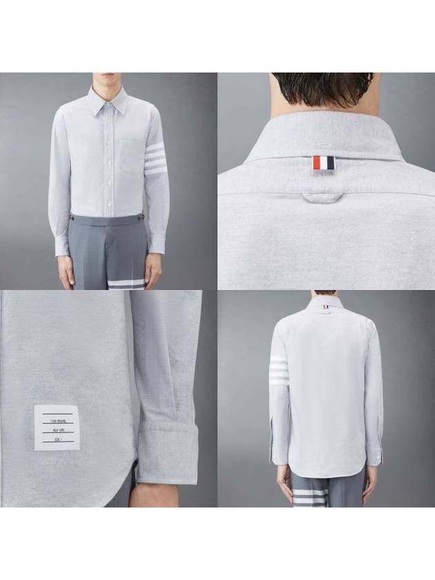 Men's Diagonal Solid Flannel Long Sleeve Shirt Grey - THOM BROWNE - BALAAN 7