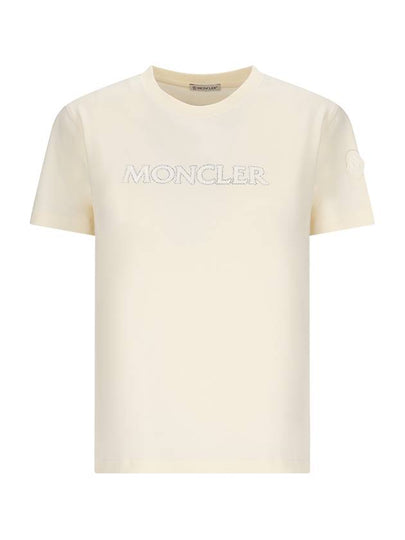 Rhinestone Logo Short Sleeve T Shirt White - MONCLER - BALAAN 2