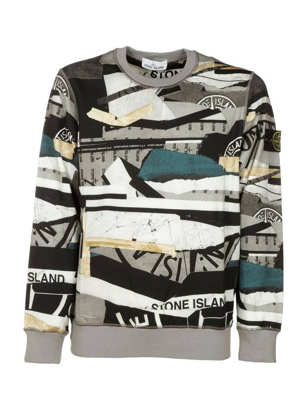 Waffen Patch Collage Effect Sweatshirt Sweatshirt Blue Multi - STONE ISLAND - BALAAN 1