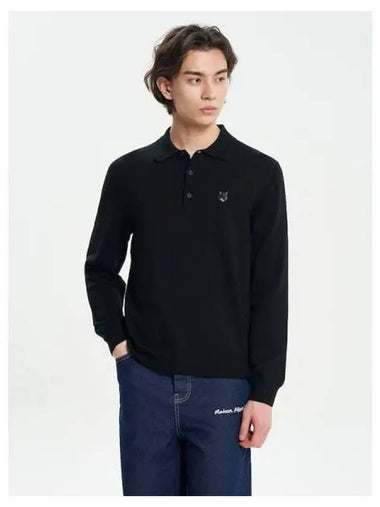 Men s Foxhead Patch Polo T shirt Sweatshirt Black Domestic Product - MAISON KITSUNE - BALAAN 1