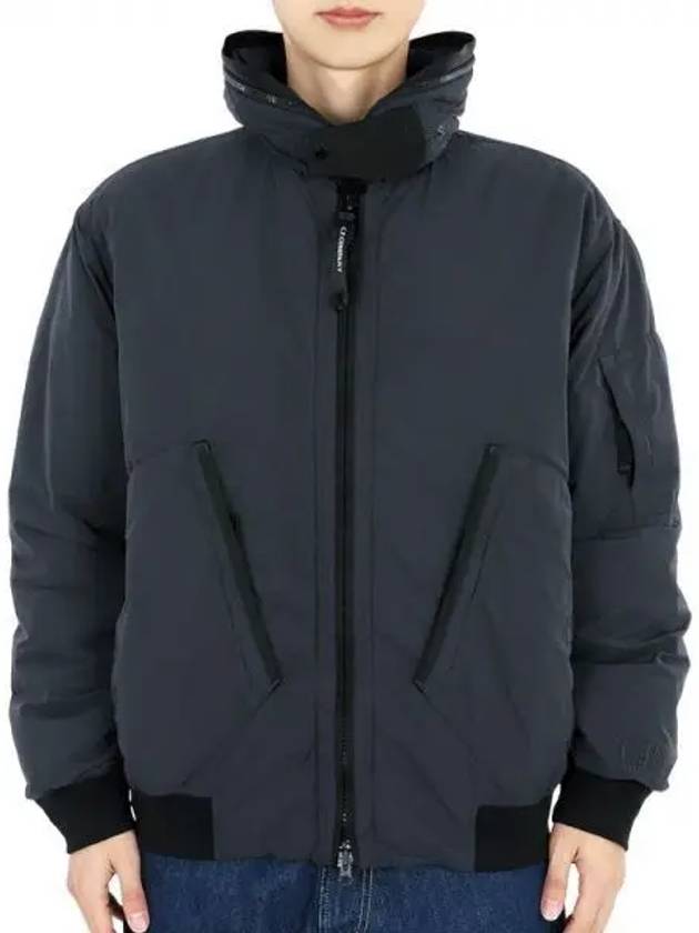 Flatt Nylon Hooded Short Down Padding Navy - CP COMPANY - BALAAN 2