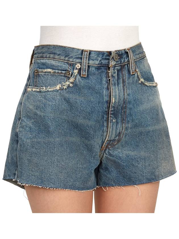 Low Cut Hem Denim Cotton Shorts Blue - MAISON MARGIELA - BALAAN 10