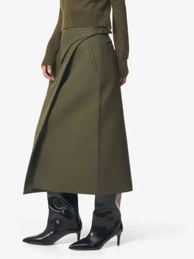 Virgin Wool Rab Wrap Midi Skirt Military W2016R05MILTR - WARDROBE.NYC - BALAAN 1