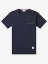 Men's Medium Weight Jersey Tipped Pocket Crewneck Short Short Sleeve T-Shirt Navy - THOM BROWNE - BALAAN 2