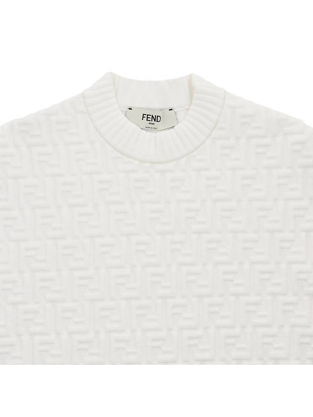 FF logo embossed pullover knit top white - FENDI - BALAAN.