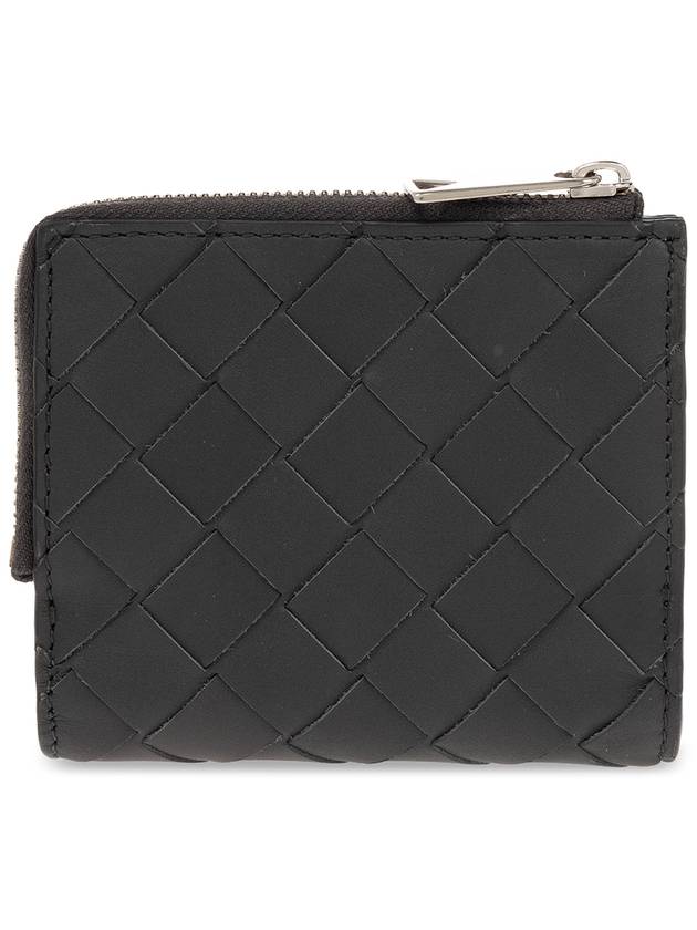 Intrecciato Bifold Calfskin Half Wallet Blue Black - BOTTEGA VENETA - BALAAN 4