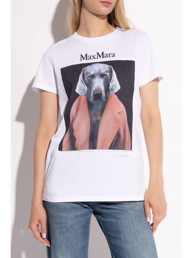 Max Mara T-shirt With 'Cipria' Print, Women's, White - MAX MARA - BALAAN 3